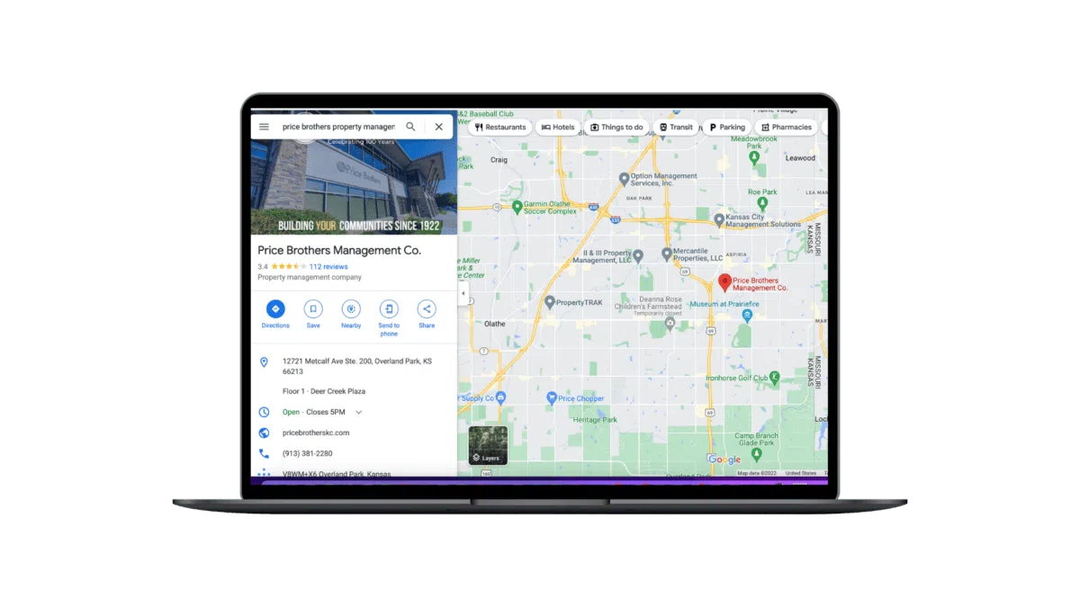 Price Brothers Google My Business Page with Google Maps