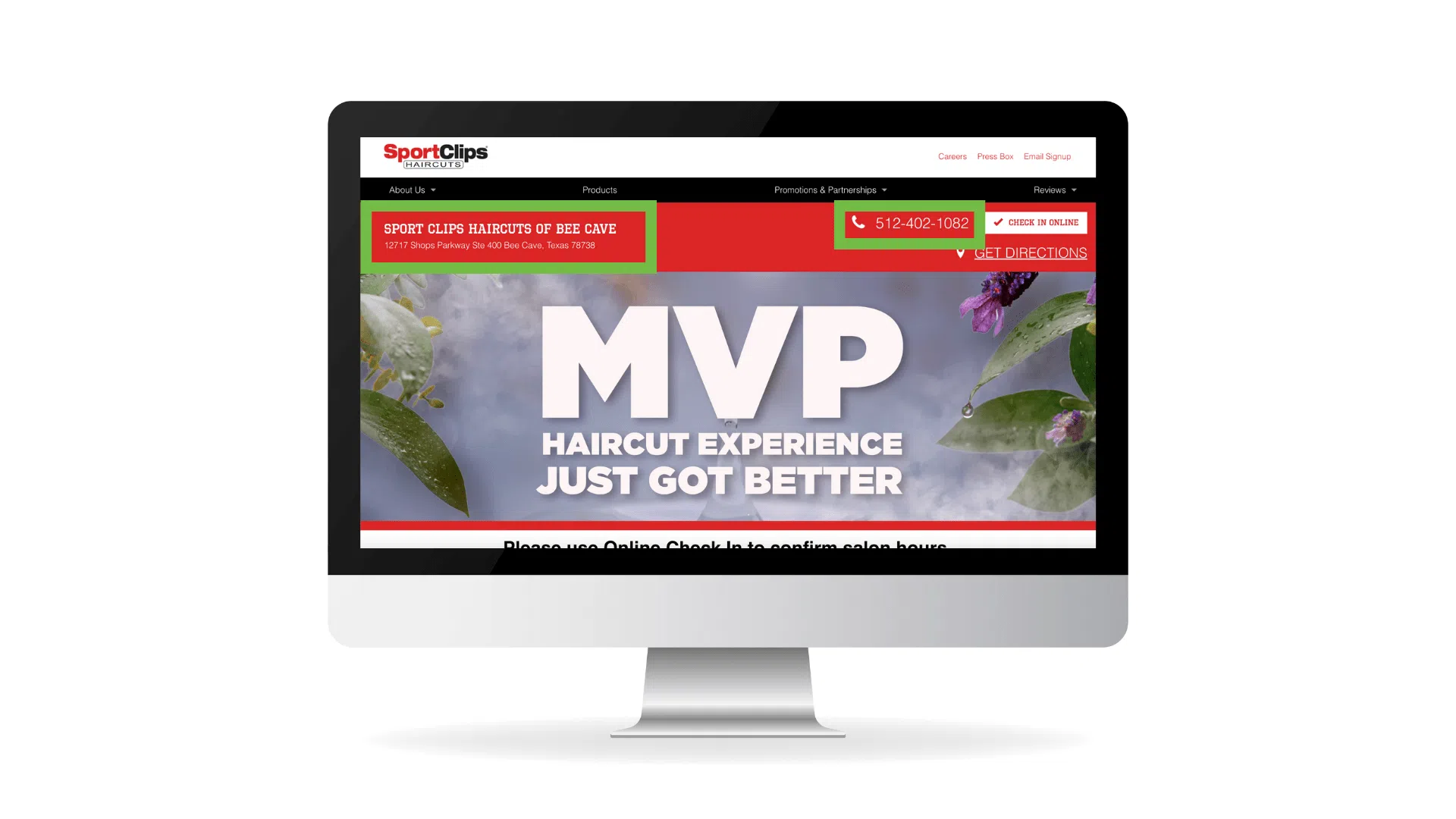 An image showing that Sport Clips has listed its name, address, and phone number on a local page