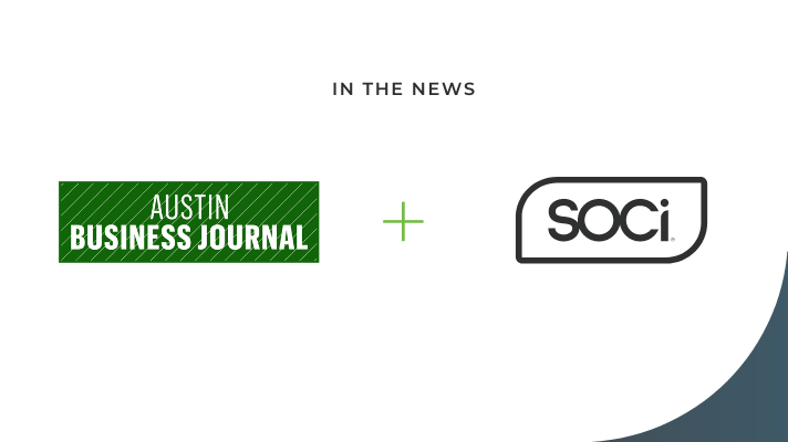 Austin Business Journal Logo + SOCi Logo with In The News Heading