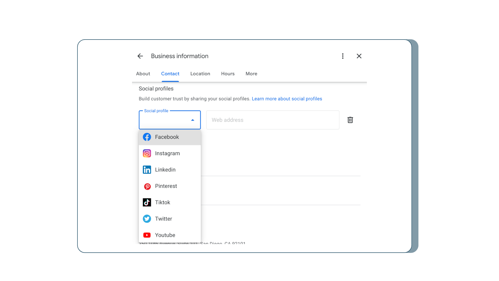Google Business Profile (GBP) add a social media profile section